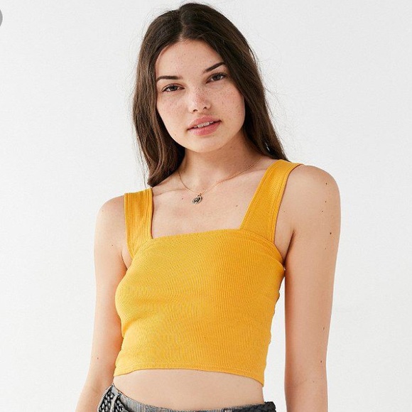 yellow square neck top